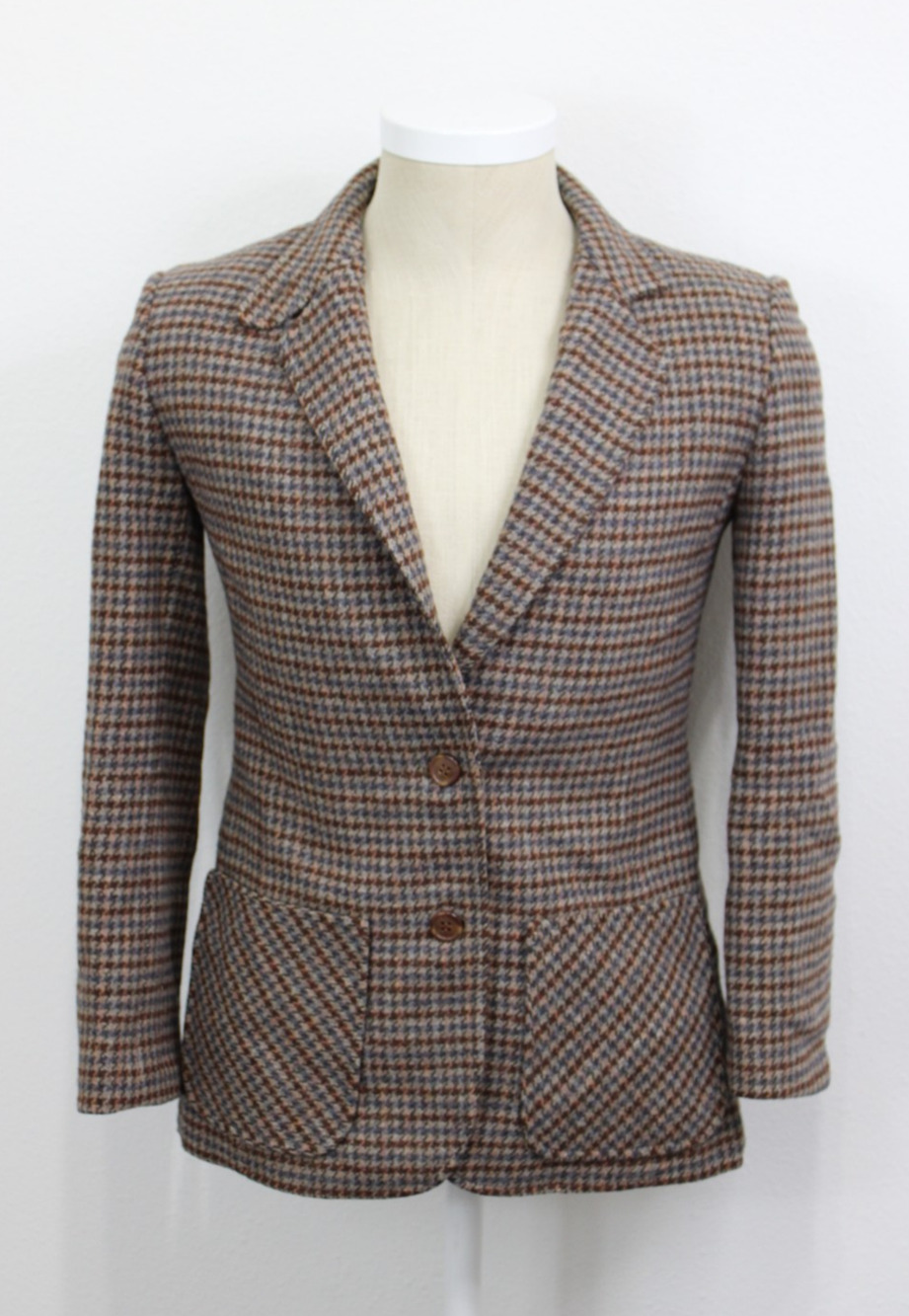 Vintage Pendelton Knockabouts Blazer Brown Plaid Jacket Wool Women's Size 8